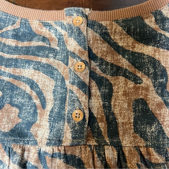 ANTHROPOLOGIE Daily Practice Ruffled Mini Dress Animal Print Brown Size XS - Picture 8 of 14